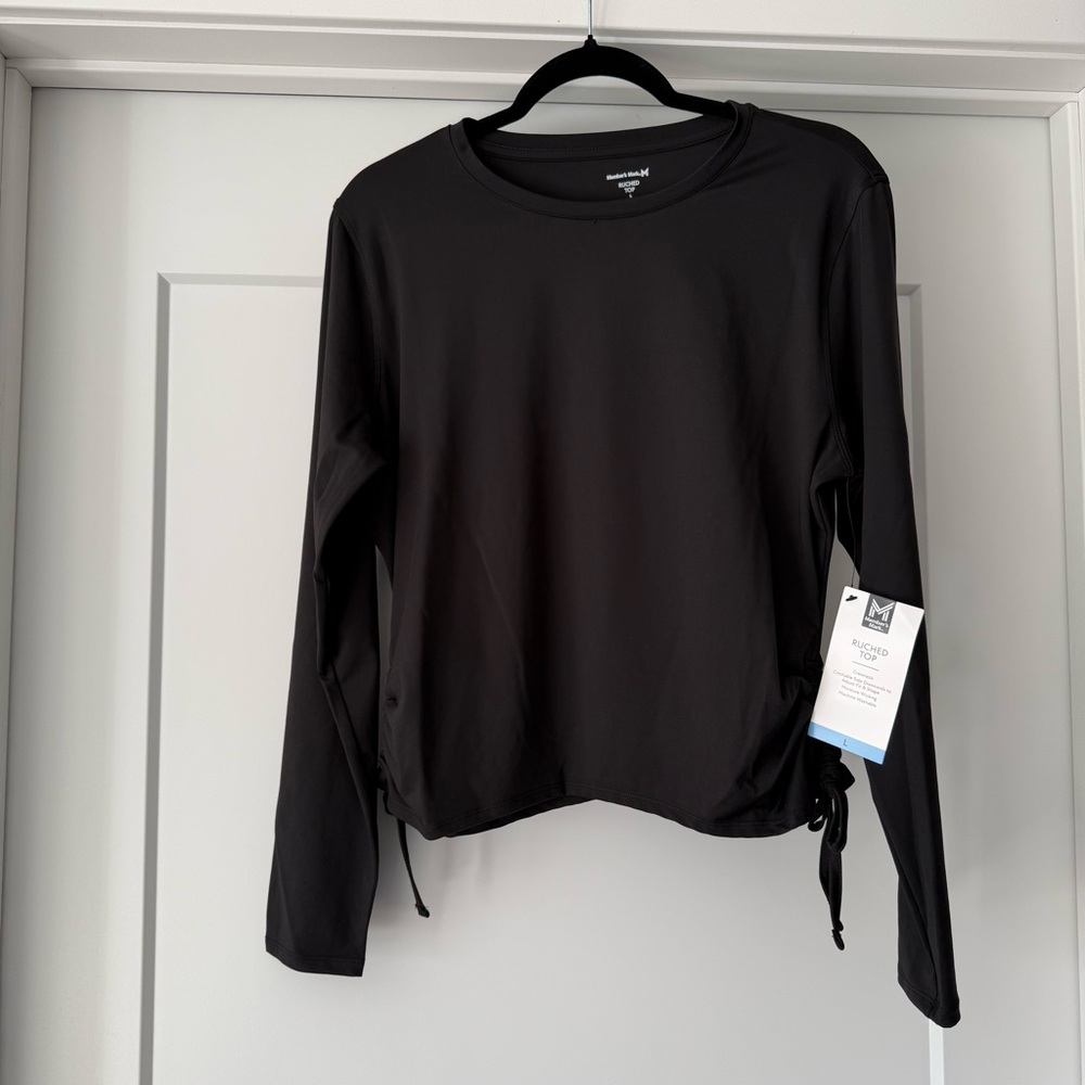 NWT-Member’s Mark Women’s Black Long Sleeve Ruched Women's Top Sz L - Picture 4 of 10